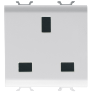 BRITISH STANDARD SOCKET-OUTLET 250V ac - 2P+E 13A - 2 MODULES - GLOSSY WHITE - CHORUS