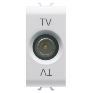 COAXIAL TV SOCKET-OUTLET, CLASS A SHIELDING - IEC MALE CONNECTOR 9,5mm - DIRECT WITH CURRENT PASSING - 1 MODULE - GLOSSY WHITE - CHORUS