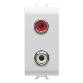 AUDIO AND VIDEO SOCKET -  DOUBLE RCA - 1 MODULE - GLOSSY WHITE - CHORUS