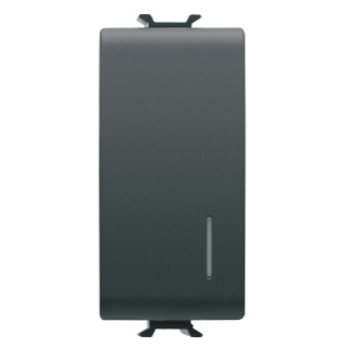 INTERRUPTOR UNIPOLAR 250V ac - 16AX ILUMINABLE - CON DIFUSOR - 1 MÓDULO - NEGRO - CHORUS