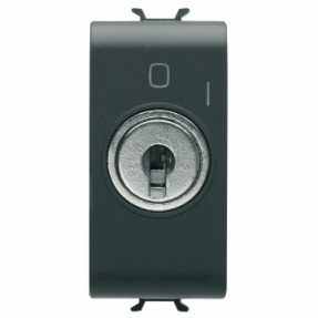 ONE-WAY SWITCH 2P 250V ac - 10AX - WITH KEY - SYMBOL 0/1 - 1 MODULE - SATIN BLACK - CHORUSMART