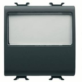 bouton-poussoir avec plaque signalétique éclairée 250 vca - no 10a - 2 modules - noir satin - chorusmart