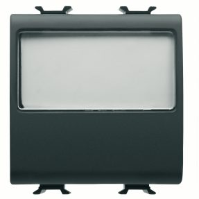 BUTON CU PLĂCUȚĂ de identificare ILUMINATĂ 250V c.a. - NO 10A - 2 MODULE - NEGRU SATINAT - CHORUSMART