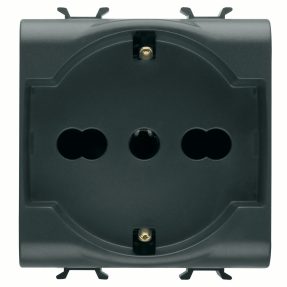 italian/german standard socket-outlet 250v ac - 2p+e 16a dual amperage - 2 modules - satin black - chorusmart