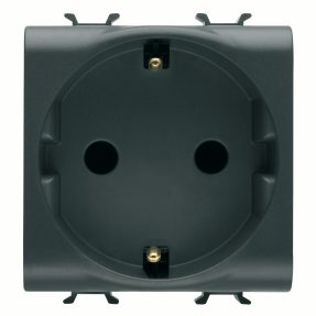 steckdose deutscher standard - 250 v ac - klemmschrauben vorne - 2p+e 16 a - 2 te - schwarz satiniert - chorusmart