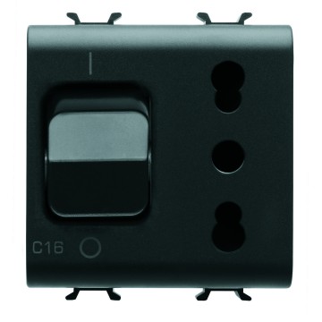 Interlocked switched socket-outlets with miniature circuit breaker - 230V ac