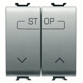 לחצן כפול ‎250v ac - מהדקים לחיווט מהיר - ‎1p no ‎16a - סמל מעלה-מטה-עצור - 2 מודולים - טיטניום - chorusmart