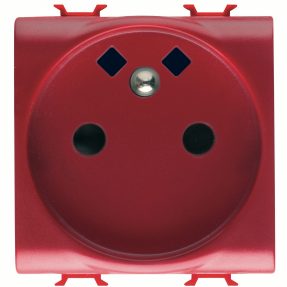 french standard socket-outlet 250v ac - quick wiring terminals - for dedicated lines - 2p+e 16a - 2 modules - red - chorusmart