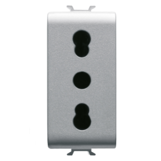 ITALIAN STANDARD SOCKET-OUTLET 250V ac - 2P+E 16A DUAL AMPERAGE - P11- P17 - 1 MODULE - TITANIUM - CHORUS