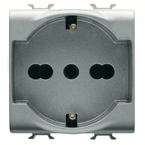 presa standard italiano/tedesco 250v ac - 2p+t 16a bivalente - 2 moduli - titanio - chorusmart