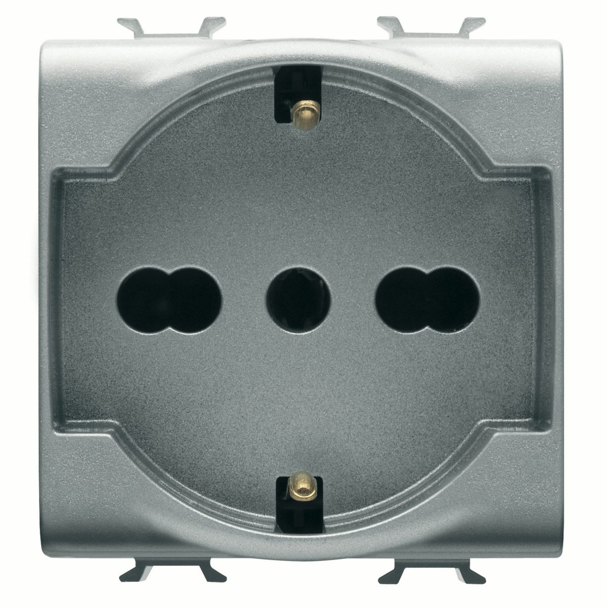 ITALIAN/GERMAN STANDARD SOCKETOUTLET 250V ac 2P+E 16A DUAL AMPERAGE 2 MODULES TITANIUM