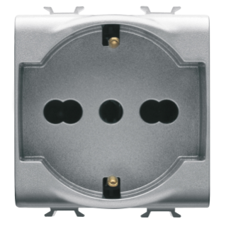 PRISE STANDARD ITALIEN/ALLEMAND 250Vca - 2P+T 16A BIVALENTE - 2 MODULES - TITANE - CHORUS