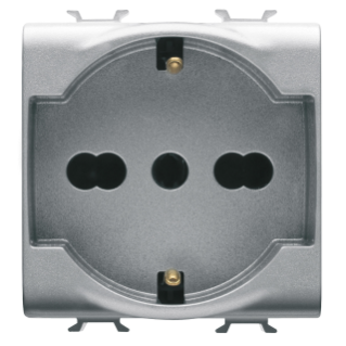 ITALIAN/GERMAN STANDARD SOCKET-OUTLET 250V ac - 2P+E 16A DUAL AMPERAGE - 2 MODULES - TITANIUM - CHORUS