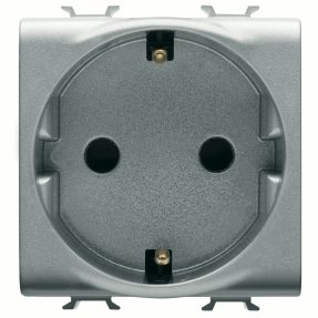 priză standard germană 250v c.a. - borne de strângere frontale - 2p+e 16a - 2 module - titan - chorusmart
