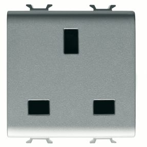 שקע בתקן בריטי ‎250v ac - ‎2p+e 13a - 2 מודול - טיטניום - chorusmart