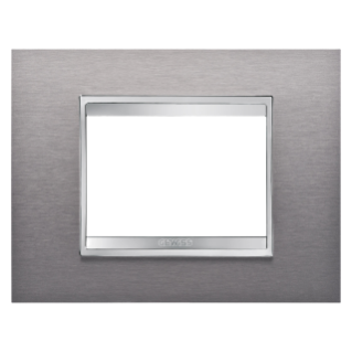 LUX PLATE - METAL - 3 MODULES - BRUSHED STAINLESS STEEL - CHORUSMART