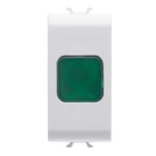 SINGLE INDICATOR LAMP - GREEN - 1 MODULE - SATIN WHITE - CHORUS