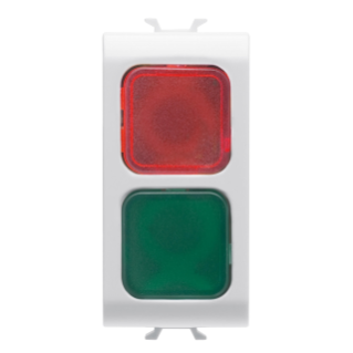 DOUBLE INDICATOR LAMP - RED/GREEN - 1 MODULE - GLOSSY WHITE - CHORUS