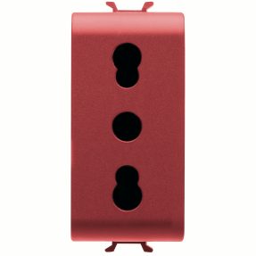 italian standard socket-outlet 250v ac - for dedicated lines - 2p+e 16a dual amperage - p11-p17 - 1 module - red - antibacterial - chorusmart