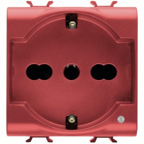 italian/german standard socket-outlet 250v ac - for dedicated lines - 2p+e 16a dual amperage - p40 - 2 modules - red - antibacterial - chorusmart