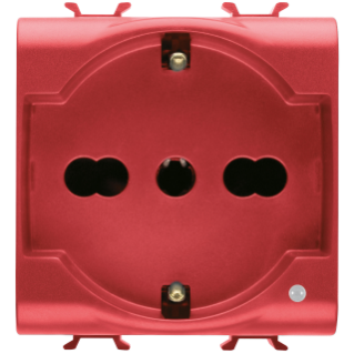 ITALIAN/GERMAN STANDARD SOCKET-OUTLET 250V ac - FOR DEDICATED LINES - 2P+E 16A DUAL AMPERAGE - P30-P17 - 2 MODULES - RED - ANTIBACTERIAL - CHORUS