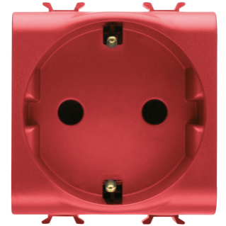 GERMAN STANDARD SOCKET-OUTLET 250V ac - FRONT TIGHTENING TERMINALS - FOR DEDICATED LINES - 2P+E 16A - 2 MODULES - RED - ANTIBACTERIAL - CHORUSMART