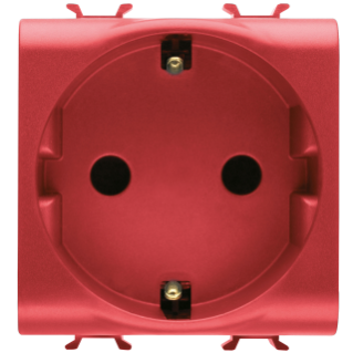 GERMAN STANDARD SOCKET-OUTLET 250V ac - FOR DEDICATED LINES - 2P+E 16A - 2 MODULES - RED - CHORUS