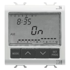 programmatore elettronico giornaliero / settimanale 1 canale - 230v ac 50/60hz - 2 moduli - bianco lucido - chorusmart