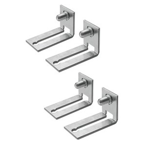 Satz mit 4 reversiblen Befestigungswinkeln für die Befestigung von Montageplatten oder Montagerahmen Satz mit 4 reversiblen Befestigungswinkeln für die Befestigung von Montageplatten oder Montagerahmen