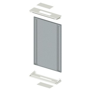Estructuras de superficie enlazables de chapa de acero barnizada color gris RAL 7035 con bastidores funcionales, placas pasacables Estructuras de superficie enlazables de chapa de acero barnizada color gris RAL 7035 con bastidores funcionales, placas pasacables