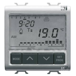TIMED THERMOSTAT DAILY/WEEKLY PROGRAMMING - 230V ac 50/60Hz - 2 MODULES - TITANIUM - CHORUS