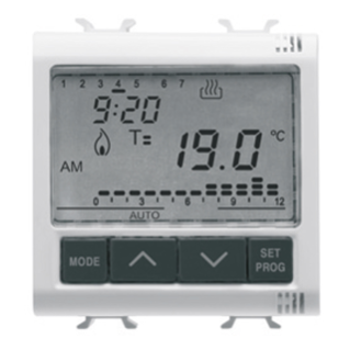 TIMED THERMOSTAT - DAILY/WEEKLY PROGRAMMING - 230V ac 50/60Hz - 2 MODULES - SYSTEM WHITE