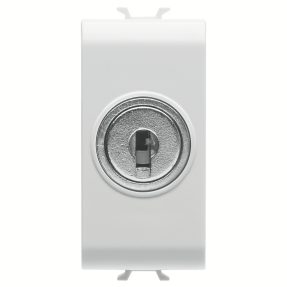 schodišťový přepínač 1p 250 v ac – 10ax – s klíčem – 1 modul – lesklá bílá – chorusmart