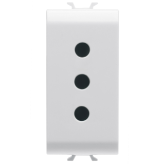 ITALIAN STANDARD SOCKET-OUTLET 250V ac - 2P+E 10A - P11 - 1 MODULE - GLOSSY WHITE - ANTIBACTERIAL - CHORUSMART