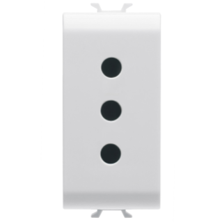 ITALIAN STANDARD SOCKET-OUTLET 250V ac - 2P+E 10A - P11 - 1 MODULE - GLOSSY WHITE - ANTIBACTERIAL - CHORUS