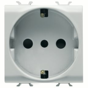 italian/german standard socket-outlet 250v ac - 2p+e 16a - p30 - 2 modules - glossy white - chorusmart