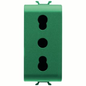 base norma italiana 250 vca - para líneas dedicadas - 2p+t 16a bivalente - p11-p17 - 1 módulo - verde - chorusmart