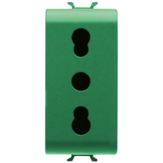 ITALIAN STANDARD SOCKET-OUTLET 250V ac - FOR DEDICATED LINES - 2P+E 16A DUAL AMPERAGE - P11-P17 - 1 MODULE - GREEN - CHORUSMART