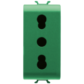 ITALIAN STANDARD SOCKET-OUTLET 250V ac - FOR DEDICATED LINES - 2P+E 16A DUAL AMPERAGE - P11-P17 - 1 MODULE - GREEN - CHORUS