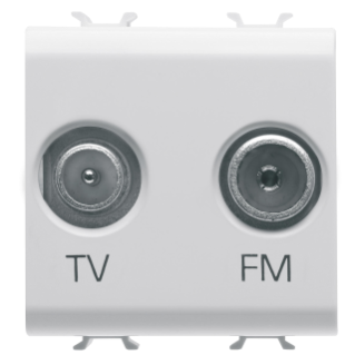 SOCKET-OUTLET TV-FM - DIRECT - 2 MODULES - GLOSSY WHITE - CHORUS