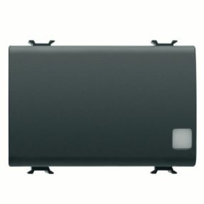 INTERRUTTORE UNIPOLARE 250V ac - 16AX ILLUMINABILE - CON LENTE NEUTRA SOSTITUIBILE - 3 MODULI - NERO SATINATO - CHORUSMART