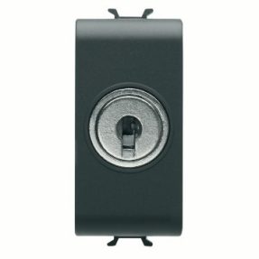 ÎNTRERUPĂTOR BIDIRECȚIONAL 1P 250V c.a. - 10AX - CU CHEIE - 1 MODUL -.NEGRU SATINAT - CHORUSMART