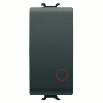  PUSH-BUTTON 1P 250V ac - NC 16A - NEUTRAL BUTTON - SYMBOL 0 RED - 1 MODULE - SATIN BLACK – CHORUSMART