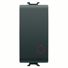 bouton-poussoir 1p 250 vca - nf 16a - bouton neutre - symbole 0 rouge - 1 module - noir satin – chorusmart