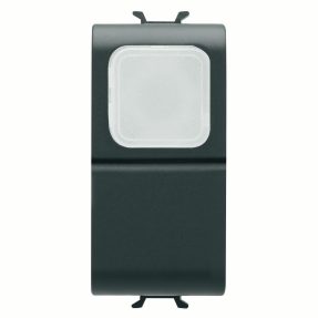 bouton-poussoir 1p 250 vca - no 16a - diffuseur opale - 1 module - noir satin - chorusmart