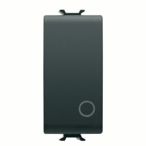 bouton-poussoir 2p 250 vca - no 16a - neutre - symbole 0 - 1 module - noir satin - chorusmart