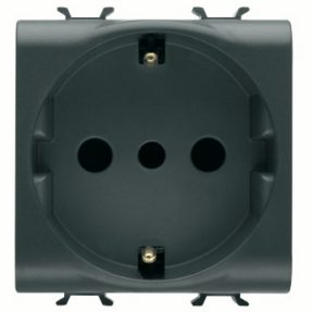 PRIZĂ STANDARD ITALIANĂ/GERMANĂ 250V c.a. - 2P+E 16A - P30 - 2 MODULE - NEGRU SATINAT - CHORUSMART