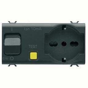base 2p+t 16a p40 con interruptor magnetotérmico diferencial 1p+n 16a - 230vca - 4 módulos - negro satinado - chorusmart
