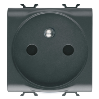 FRENCH STANDARD SOCKET-OUTLET 250V ac - FRONT TIGHTENING TERMINALS - 2P+E 16A - 2 MODULES - SATIN BLACK - CHORUS