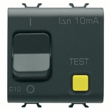  RESIDUAL CURRENT BREAKER WITH OVERCURRENT PROTECTION - C CHARACTERISTIC - CLASS A - 1P+N 10A 230Vac 10mA - 2 MODULES - SATIN BLACK - CHORUSMART